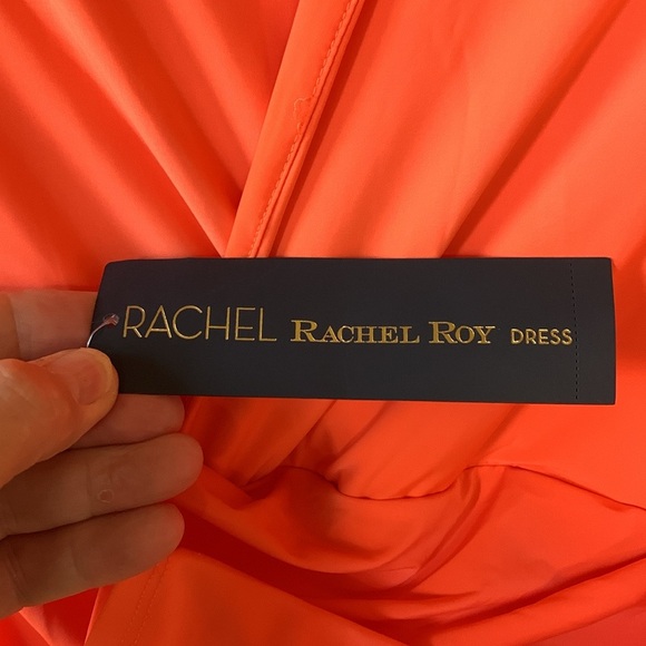 NWT Stunning RACHEL Rachel Roy Long Sleeve Dress Size XS Guava Punch Color - Picture 2 of 12
